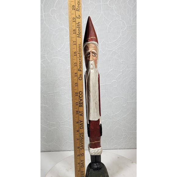 VINTAGE Wooden Pencil Santa Claus 19.5" Tall Rustic Christmas Holiday Figurine - Picture 3 of 13